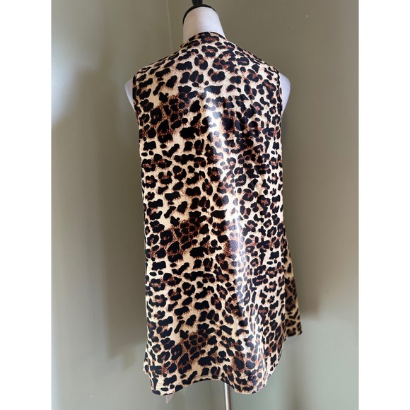 Boho Y2K Leopard Print Vest Women's L Lightweight Sleeveless Long vest - Picture 2 of 3